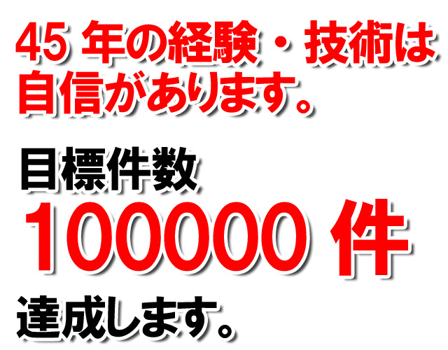 目標件数 45年の経験・技術は自信があります