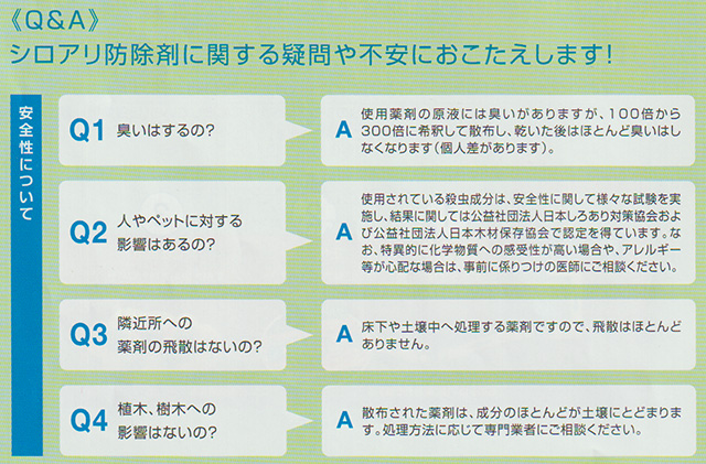 Q&A しろあり防除剤の疑問や不安